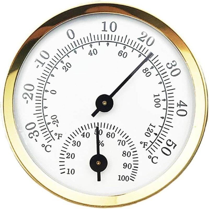 2-in-1-analog-hygrometer Und -thermometer, Mini-thermometer 5,8 Cm, Gold