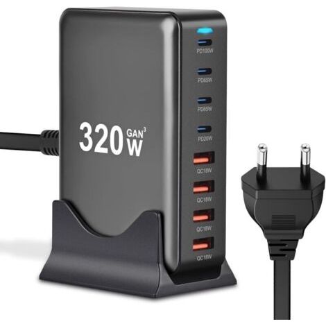 320-w-ladegerät – 8-port-usb-a/usb-c-pd-pps-100-w-ladestation – Netzteil Für Macbook Pro/air, Samsung