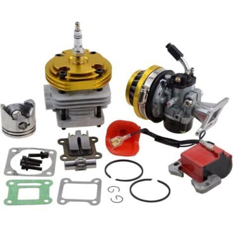Goldener Zylindersatz, Vergaser, Luftfilter, Zündspule, Kolbensatz Mit Großem Durchmesser Für 47ccm Und 49ccm 2-takt-motoren Von Pocket Bikes, Atvs, Quads Und Motocross-motoren