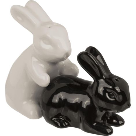 2 Salz- Und Pfefferstreuer – Hasenmotiv – Schwarz-weiße Keramik – Für Den Küchentisch – Originelles Geschenk