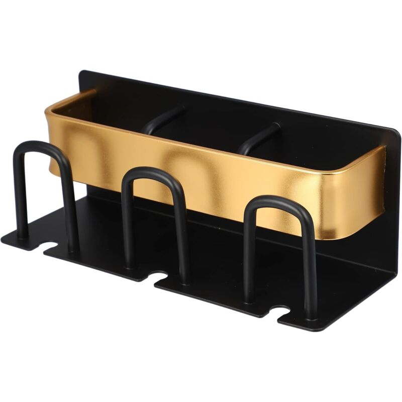 Wandmontierter Zahnbürstenhalter, Aufbewahrungsbox Für Zahnbürstenbecher Ohne Perforation, Geeignet Fürs Badezimmer, Schwarz Und Gold