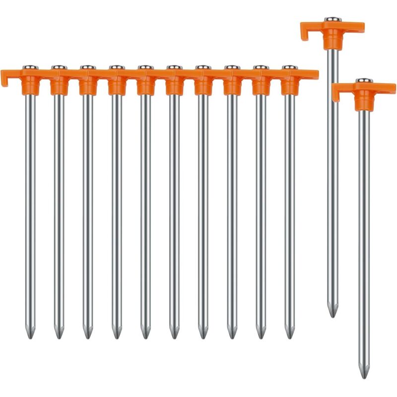 Heringe, Stabile Metall-erdanker Für Camping, Garten Und Wandern, 12 Stück, Orange