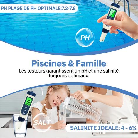 Ph-meter, 5-in-1 Ph/tds/ec/salzgehalt/thermometer, Ph-tester Mit Lcd-bildschirm, Wasserdicht (ip67), Hochpräzise (± 0,01), Geeignet Für Trinkwasser, Aquarien Und Schwimmbäder