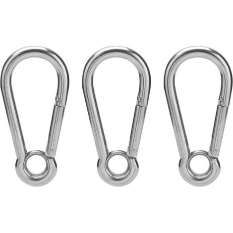 3-teiliges Edelstahl-karabiner-set Mit Ring, Sicherheitsseilzubehör – M10 (10 Mm) Federhaken