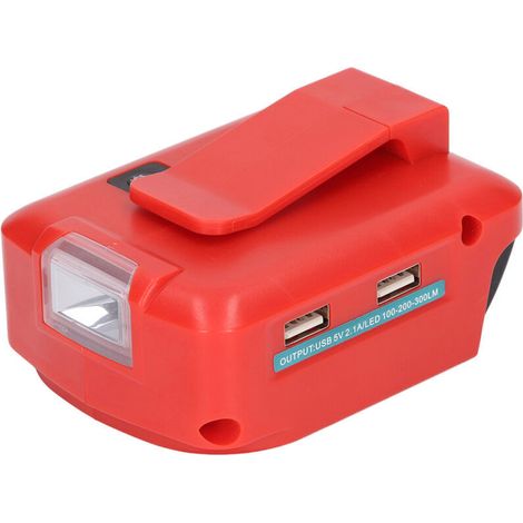 Usb-adapter Für Lithium-batterien Mit Led-licht Und Gürtelclip – Kompatibel Mit 14,4–20 V Adp05 12 Vdc Typ B