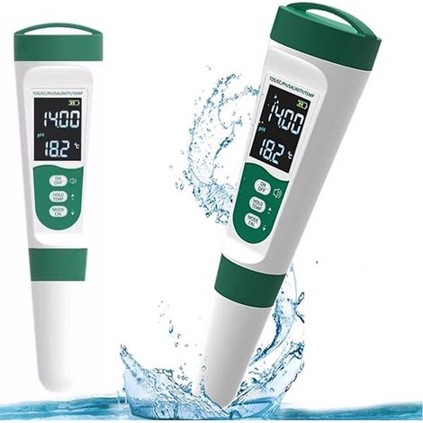 Multifunktionales Wasseranalysegerät (ph-wert/tds/ec/salzgehalt/temperatur), 2er-pack, Tragbar, Hochpräziser Lcd-bildschirm, Wasserqualitätstester