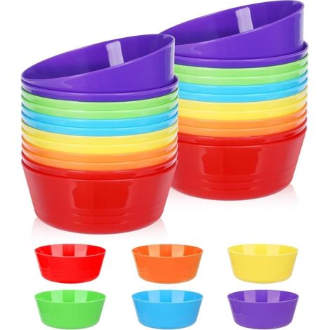 24 Wiederverwendbare Plastikschüsseln, 300 Ml, Bruchsichere Plastikschüsseln Für Kinder, Spülmaschinen- Und Mikrowellengeeignet, Kleinkindschüsseln Für Müsli, Suppe, Snacks, Obst, Salat