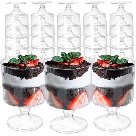 80 Stück Dessertbecher Aus Kunststoff, Runde 60-ml-vorspeisenbecher, Perfekte, Durchsichtige, Wiederverwendbare Servierschalen Für Mousse- Und Puddingpartys (8,5 X 5 Cm)