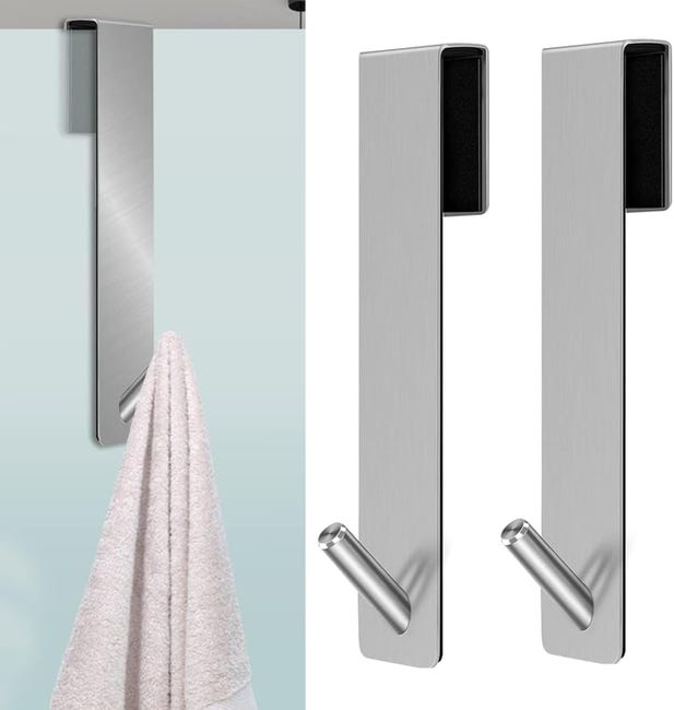 Duschtürhaken Mit Schaumstoffschicht, Duschtürhaken – Silber, 13,5 Cm, 2er-pack