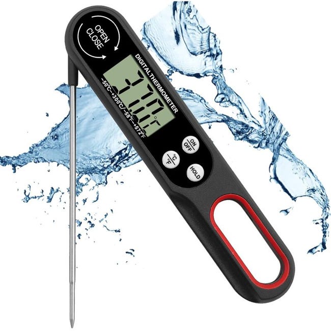 Lebensmittelthermometer – Fleischthermometer – Küchenthermometer – Mit Großem Lcd-display Und Klappbarer Sonde – Schwarz