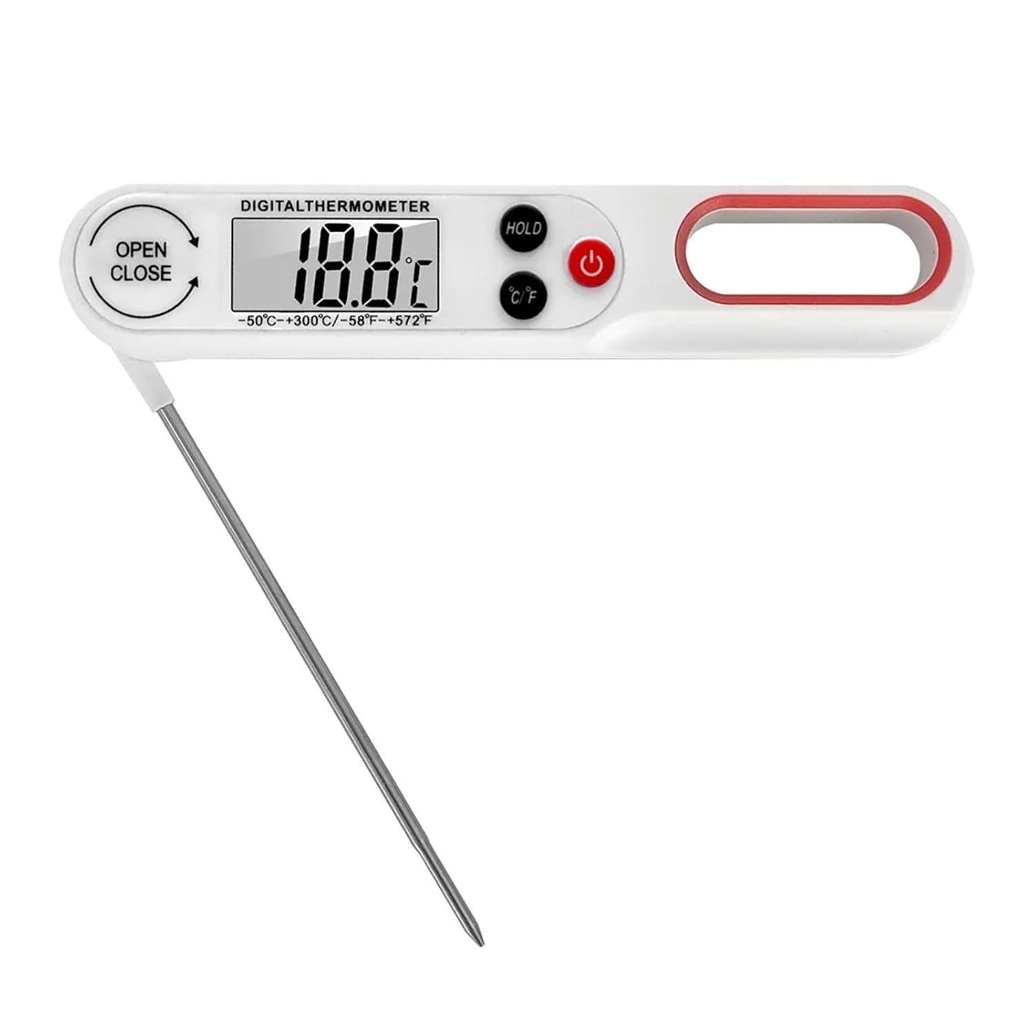 Lebensmittelthermometer – Fleischthermometer – Küchenthermometer – Mit Großem Lcd-display Und Klappbarer Sonde – Weiß