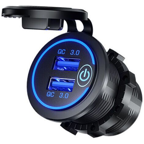 Stück Schnelllade-usb-ladegerät 3.0 Mit Zwei Steckern, Wasserdicht, 36 W, 12 V/24 V, Schnellladefunktion, Usb-stecker Mit Touch-schalter Und Blauer Led, Diy-kit Für Auto, Boot, Marine, Atv, Bus, Lkw