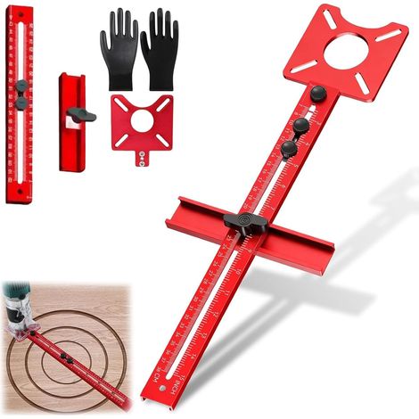 4-in-1-frässchablone Für Oberfräsen (metrisch, Mm), Kreisschneidvorrichtung Aus Aluminiumlegierung, Multifunktionales, Verstellbares Fräswerkzeug Für Die Holzbearbeitung (standard)