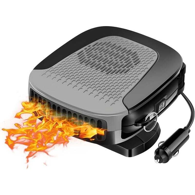 Tragbare Autoheizung Und -enteiser, 150-w-windschutzscheibenenteiser, 360° Drehbarer Entfroster, Grau