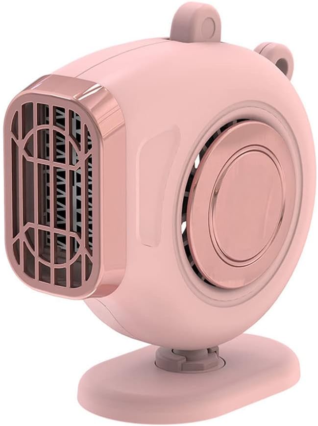 Mini-auto-heiz-/entfrosterlüfter Mit Zigarettenanzünderstecker, Drehbarem Sockel Und Verkleidungsclip, 12 V, 150 W, Automatische Heiz-/kühlfunktion (rosa)