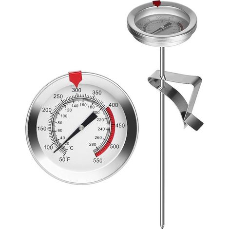 Küchenthermometer, Edelstahl-bratthermometer, 20 Cm Kochthermometer Mit Clip, 20–280 °c, Fleischthermometer, Kaffeethermometer Für Truthahn, Grillen, Speiseöl