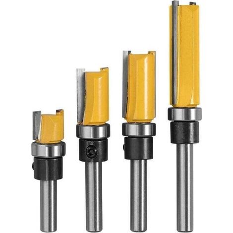 Ulisem 4-teiliges 1/4" Holzfräser-kopierwerkzeug (4 Größen) Aus Hochwertigem Legiertem Stahl Mit 10 Mm, 20 Mm, 25 Mm, 38 Mm Klingen Für Massivholz, Spanplatten, Mdf Usw.