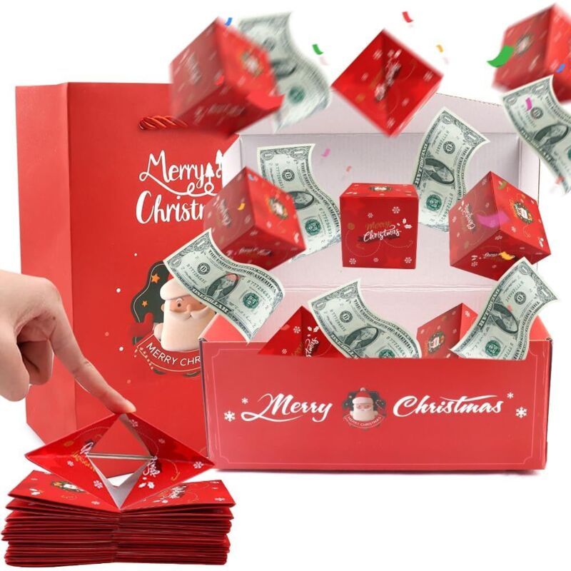 Weihnachtsüberraschungs-explosions-spardose, Explosive Geschenkbox, Überraschungs-sparschwein, Diy-faltbarer Roter Weihnachtsmann-umschlag