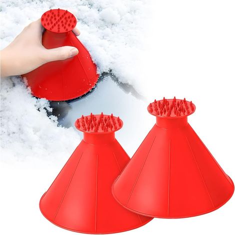 Csparcv 3er-set Runde Eiskratzer, Universeller Auto-eiskratzer, Multifunktionales Schneeschaufel-reinigungswerkzeug, Autozubehör, Für Suvs, Windschutzscheiben, Autofenster (rot)