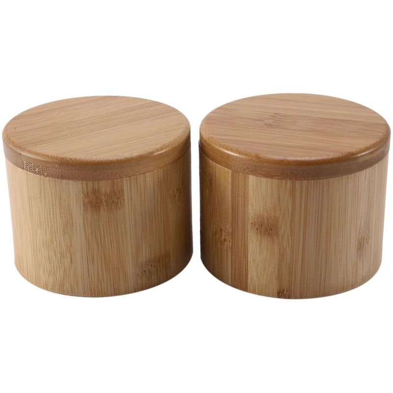 Crea 2-teiliges Aufbewahrungsset Aus Holz Für Salz, Bambus-aufbewahrungsbox Mit Magnetischem Drehdeckel, Küchenbehälter