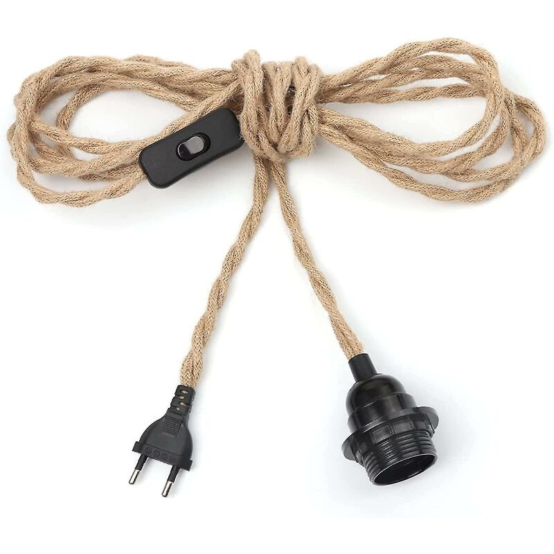 Crea Hanfseil-kronleuchter, 4,5 M Kabel, E27-fassung Mit Schalter Und Glühbirnenkabel, Für Diy-lampen, Pendelleuchten, Industrielle Pendelleuchten, Kronleuchter, Vintage-elektro