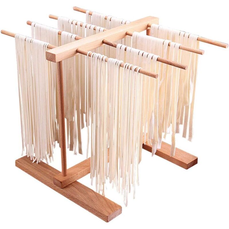 Faltbarer Nudeltrockner Aus Buchenholz, 8 Reihen, Zum Trocknen Von Handgetrockneten Spaghetti, Multifunktionales Küchenregal Für Nudeln, Tassen Und Servietten – Fei Yu