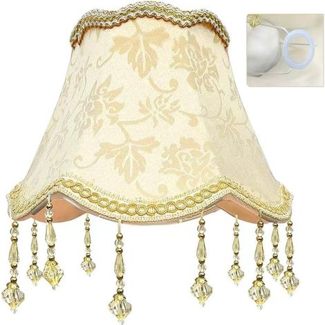 Vintage-retro-lampenschirm Aus Stoff, 26 X 27 X 13 Cm, Lampenschirm Mit Blumenmuster Und Perlenquaste, Abnehmbarer Ersatzschirm, Für Kronleuchter, Stehlampen Und Nachttischlampen