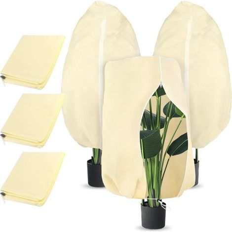 Schutzhülle Für Freilandpflanzen, 3er-set, 100 X 80 Cm, 70 G/m², Reißfest, Wiederverwendbar, Mit Reißverschluss, Beige, Für Palmen