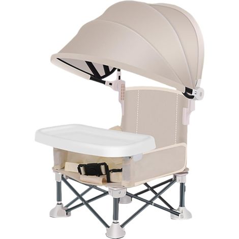 Faltbarer Strandstuhl Für Babys Und Kinder Zum Campen, Mit Sonnenschutz Und Abnehmbarem Tablett – Faltbarer Und Kompakter Kindersitz
