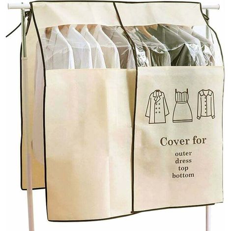 Beige Kleiderbügelhülle 90 X 110 Cm, Staub- Und Feuchtigkeitsdicht, Mit Sichtfenster.