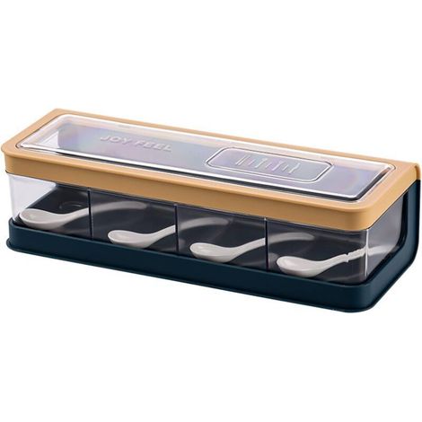 Ulisem Set Mit 4 Gewürzgläsern Aus Drahtgeflecht, Gewürzbehältern, Gewürzboxen, Gewürzregal Für Küche Und Esszimmer (27,5 X 10,5 X 7,8 Cm)