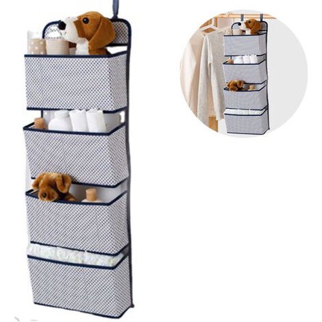 Hängeorganizer Mit 4 Taschen, Faltbares Hängeregal Mit 2 Haken Für Handtücher, Windeln, Spielzeug Im Kinderzimmerschrank, Zur Montage Über Der Tür Oder An Der Wand - Fei