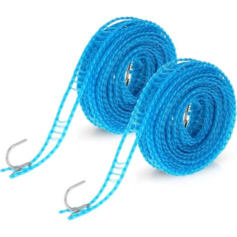 Set Mit 2 Rutschfesten Wäscheleinen Mit Haken, Tragbar, Für Reisen, Camping, Zuhause, Garten Und Camping (5 Meter)
