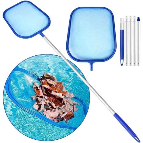 Oberflächenskimmer, Laubkescher Aus Aluminium Mit Griff Und Handschuhen – Feinmaschiges Netz – Für Schwimmbecken, Teiche, Springbrunnen, Aquarien
