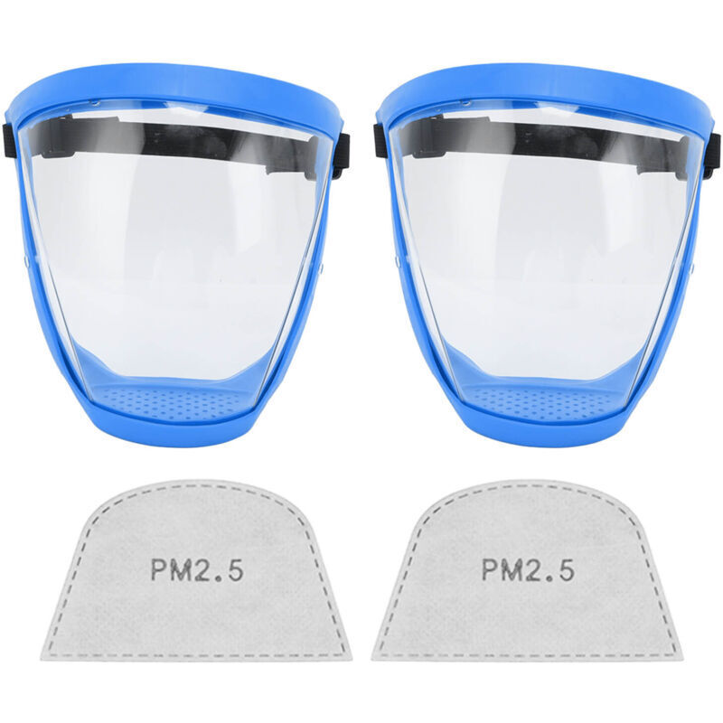 2er-pack Wiederverwendbare, Transparente Schutzmasken Mit Gummiband Und Baumwollfiltern, Blau Und Weiß, Für Kinder