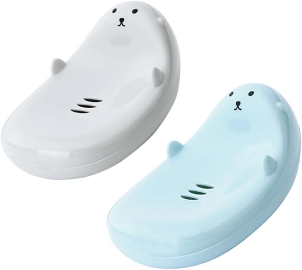 Set Mit 2 Kinderseifenboxen, Kreative Seifenschale Fürs Badezimmer, Blau, Grau