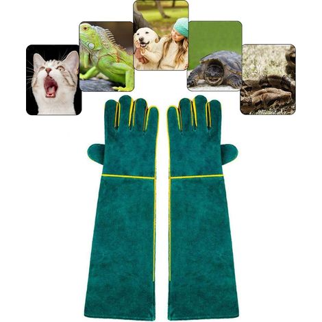 Paar Schutzhandschuhe – Rindsleder – Biss- Und Kratzfest Für Die Tierpflege Und Den Umgang Mit Tieren – Universal – Braun – 40 X 14 Cm