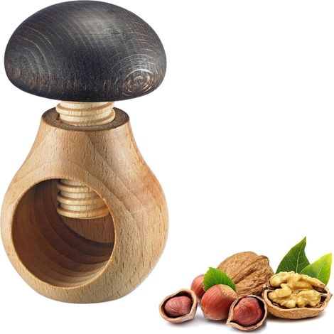 Nussknacker – Pilzform – Buchenholz – Für Walnüsse Und Haselnüsse – Ergonomischer Griff – Küche – Braun – 6,2 X 5,8 X 9,5 Cm