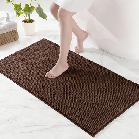 Chenille-badematte, Rutschfest, Saugfähig, Schnelltrocknend, Maschinenwaschbar, Für Duschraum, 60 X 90 Cm, Braun