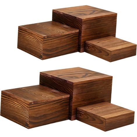 Ineinander Stapelbare, Würfelförmige Buffet-präsentationsständer Aus Holz, 6er-set, Vielseitig Einsetzbar Für Süßigkeiten, Schmuck, Geburtstagsfeiern, Kleine Figuren