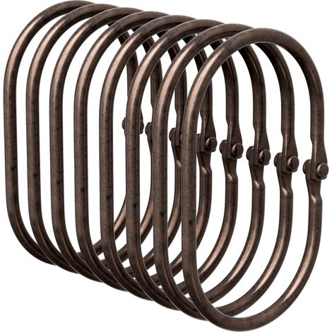 12er-set Duschvorhangringe – Duschhaken – Rostfreies Metall – Geschlossene Öffnung – Badezimmer – Ölgebronzefarben – 3,6 Cm