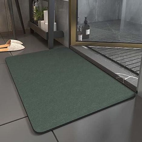 Schnelltrocknende Kieselgur-badematte, Küchenmatte, Fußmatte (60 X 90 Cm), Dunkelgrün