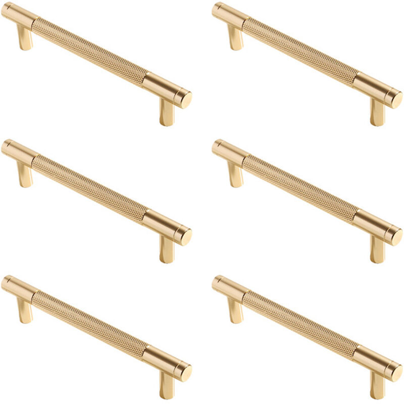Gerändelte Möbelgriffe, Küchenschrankgriffe, Schubladengriffe, 128 Mm Lochabstand, 6 Stück (gold)