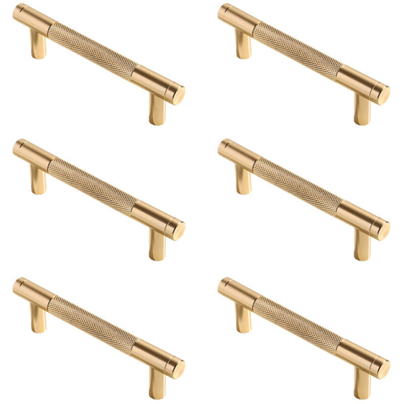 Gerändelte Möbelgriffe, Küchenschrankgriffe, Schubladengriffe, 96 Mm Lochabstand, 6 Stück (gold)