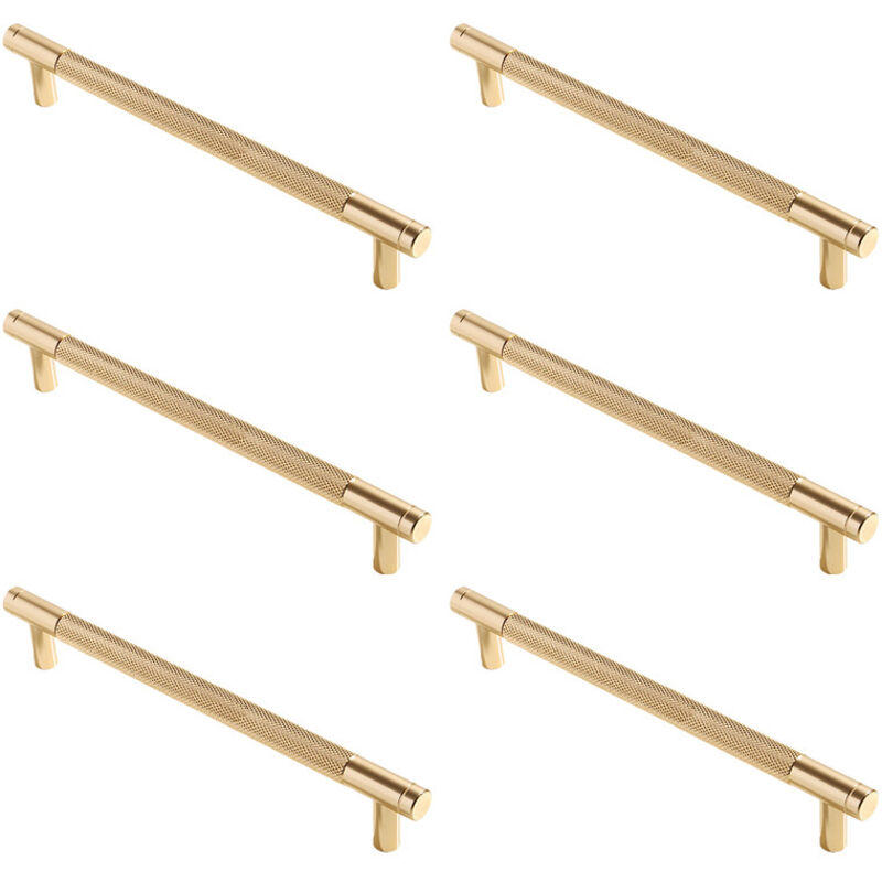 Gerändelte Möbelgriffe, Küchenschrankgriffe, Schubladengriffe, 160 Mm Lochabstand, 6 Stück (gold)