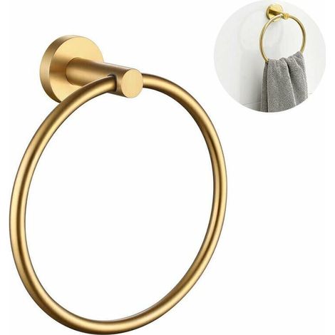 Ulisem Handtuchring Handtuchhalter Bohrfrei Polierte Edelstahloberfläche (gold, Runder Boden)