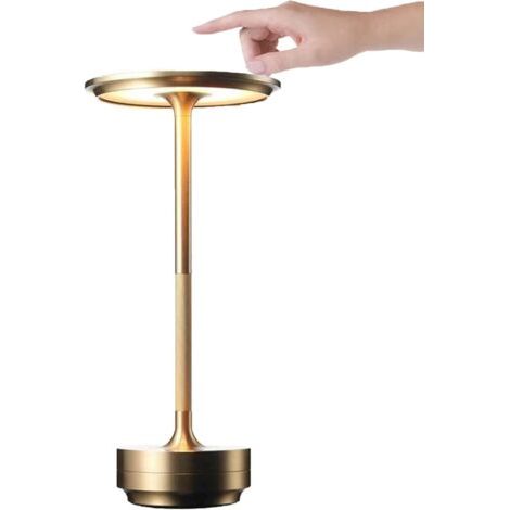 Goldene, Kabellose Metall-tischleuchte (3000 Mah), I-förmig, Wiederaufladbar, Wasserdicht, Mit Touch-steuerung, Led-dekorationsbeleuchtung Für Restaurants Und Bars