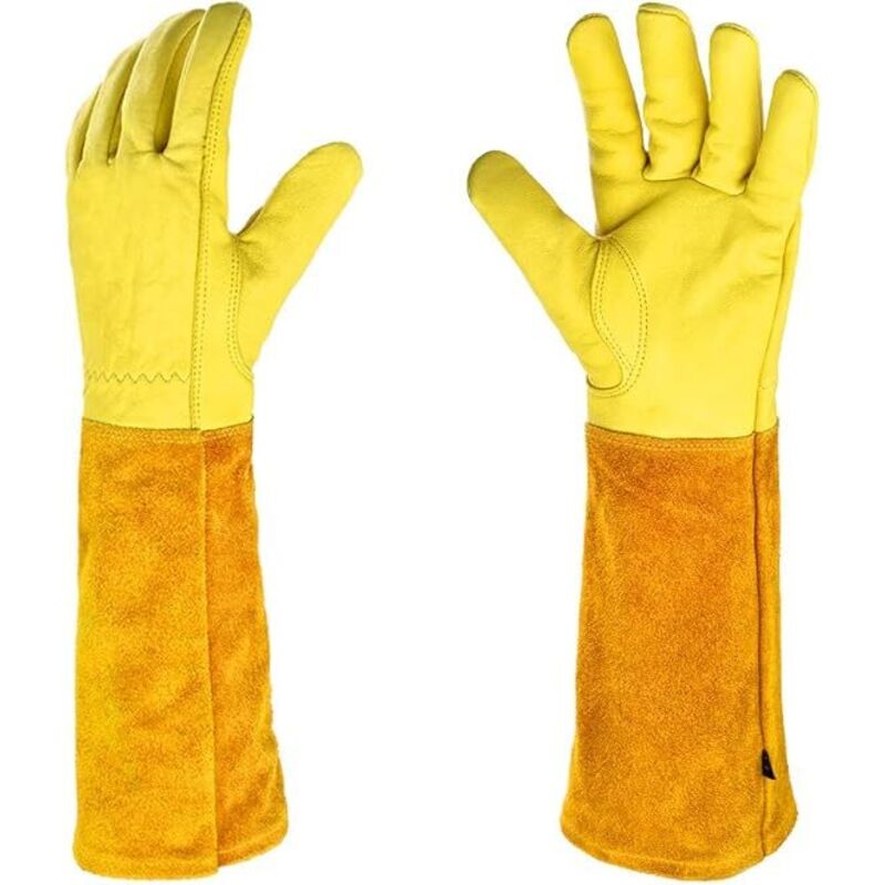 Gartenhandschuhe, Damen/herren – Durchstichfeste Handschuhe, Lange Unterarmschutzhandschuhe, Schere, Gelb