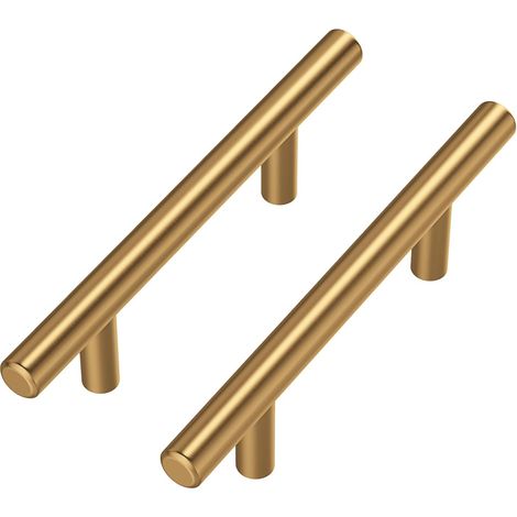 10er-set – Schrankgriffe – Möbelgriffe – Gebürstetes Messing, Edelstahl, Für Küche, Bad, Schlafzimmer, Büro, Gold, 90 Mm
