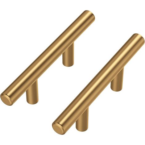 10er-set – Möbelgriffe – Schubladengriffe – Gebürstetes Messing, Edelstahl, Für Küche Und Bad, Gold, 64 Mm